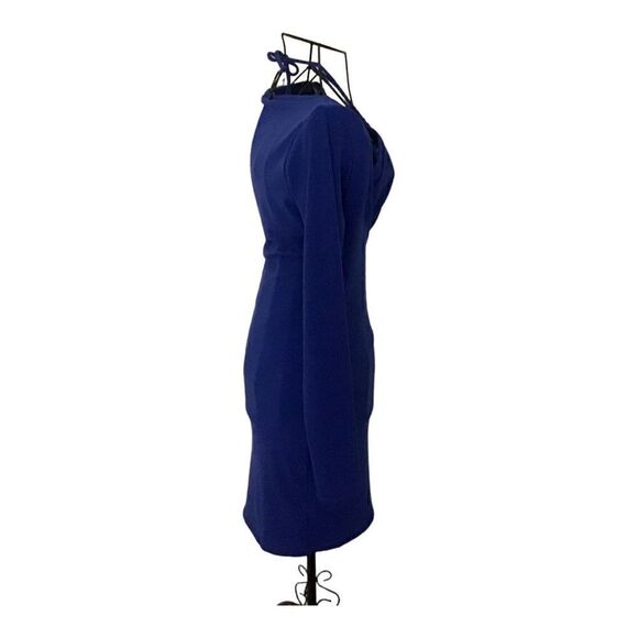 Lush Long Sleeve Cutout Tie Front Royal Blue Bodycon Dress NWT Size Large. - Picture 6 of 11